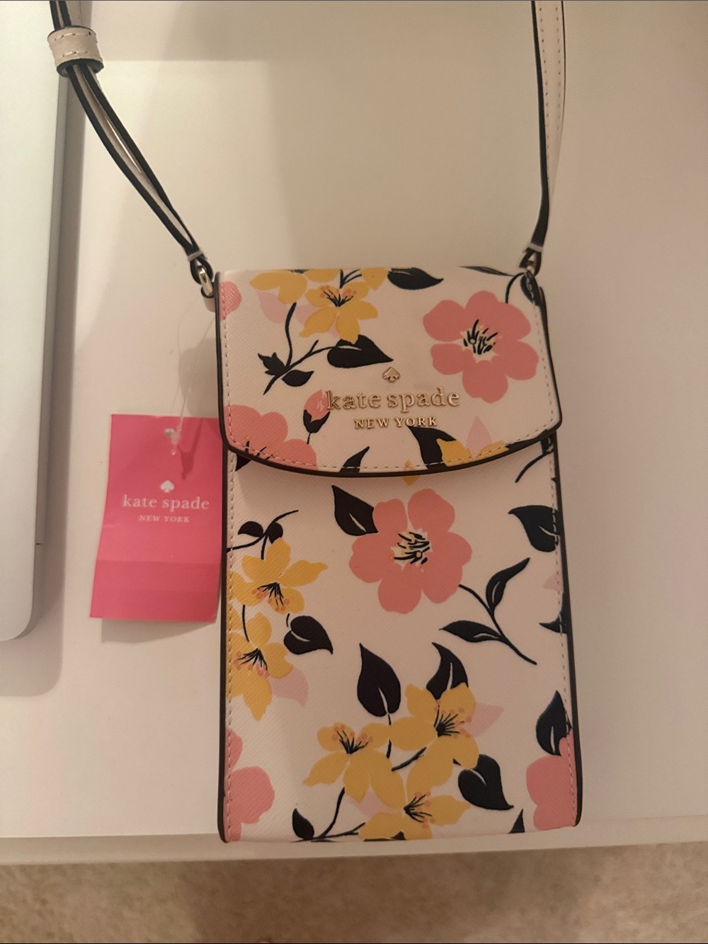 kate spade Floral Crossbody Phone Bag in Pink, Yellow & Cream